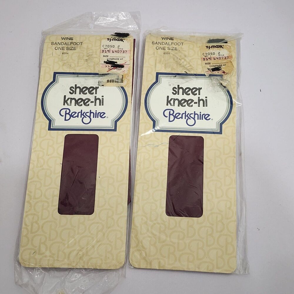 Vintage Berkshire Sheer Knee-Hi Stockings Nylon Sandalfoot Wide Comfort Top Set